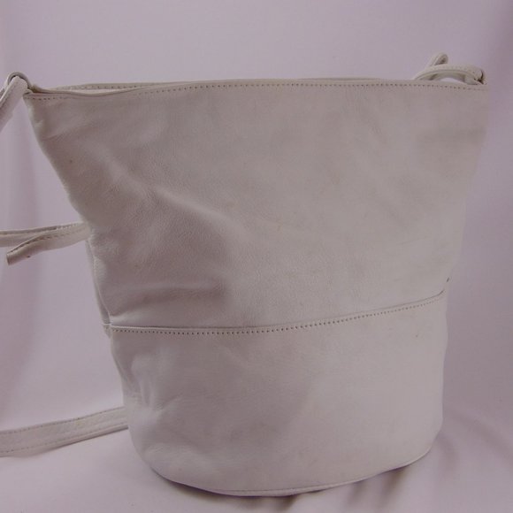 I. Magnin Design Studio White Leather w/Gold Stars Crossbody Bag - Picture 3 of 16